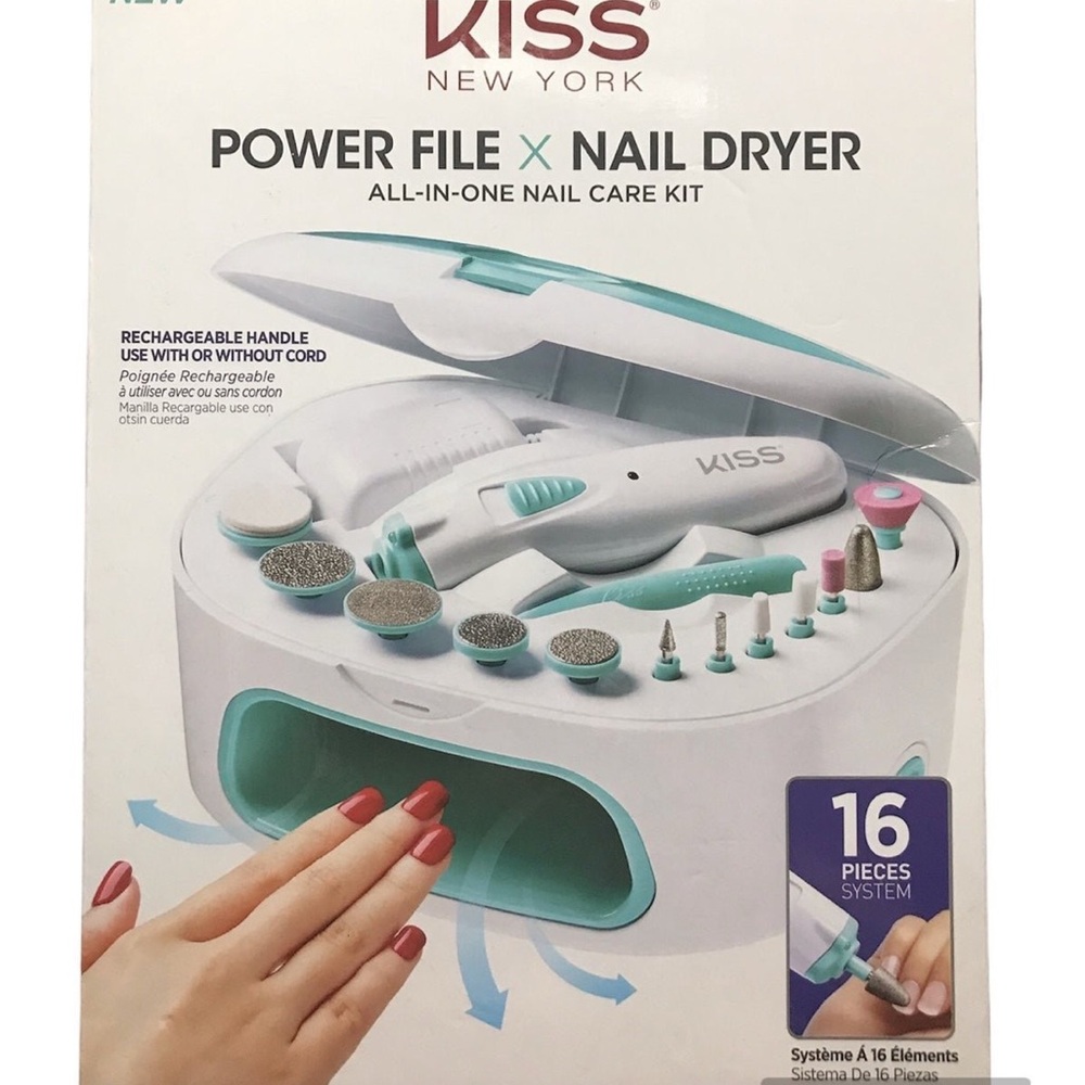Kiss 16 Piece Power File And Nail Dryer Set NWT/NIB